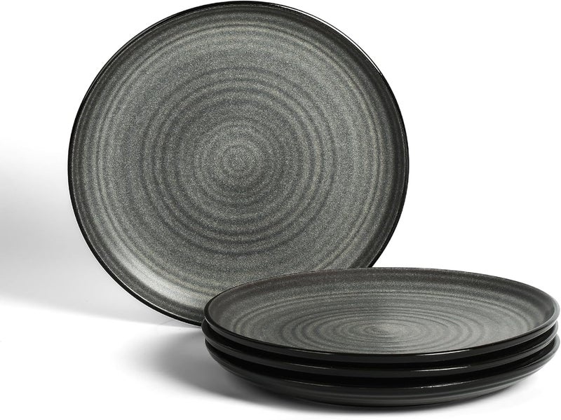 Stone Lain Dua 4Piece Dinner Plate Set Stoneware Black - Image 1