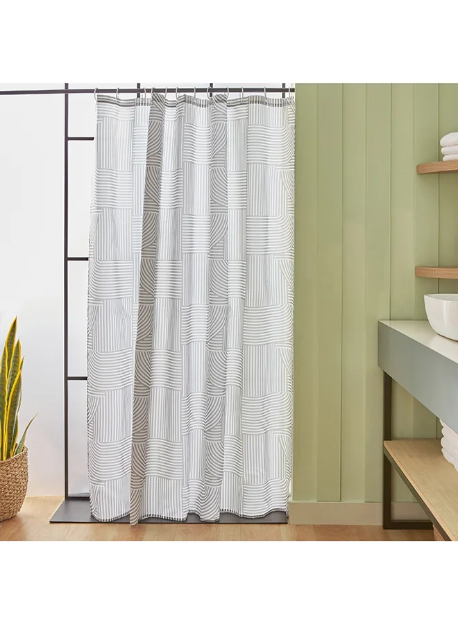 Home Box Ella Polyester Shower Curtain with 12 Hooks 180 x 180 cm