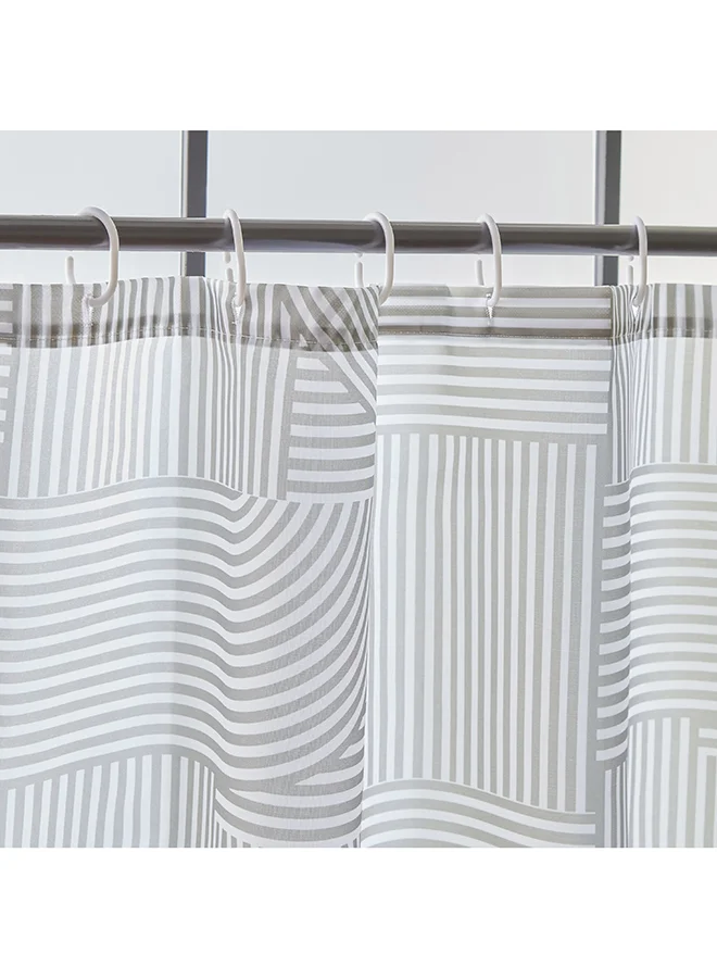Home Box Ella Polyester Shower Curtain with 12 Hooks 180 x 180 cm