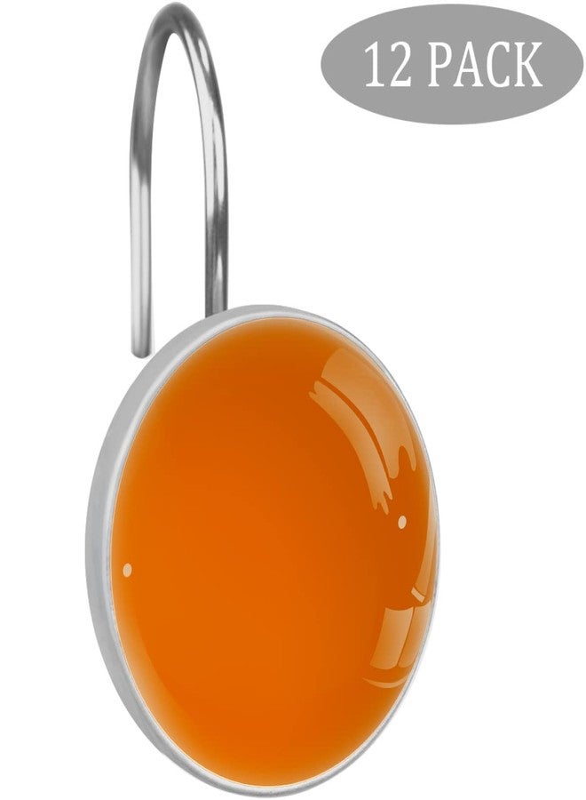 C.IOPMNU 12pcs Orange Shower Curtain Hooks,Decoration Shower Curtain Rings Roller, Stainless Steel Round Shower Rings Hangers for Bathroom Curtains Rods - Image 2