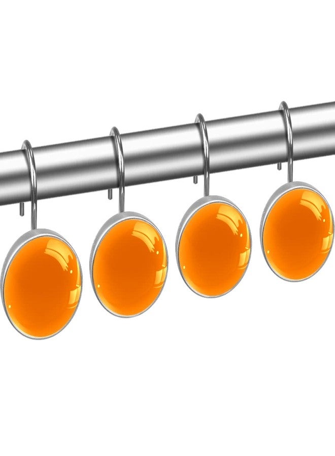 C.IOPMNU 12pcs Orange Shower Curtain Hooks,Decoration Shower Curtain Rings Roller, Stainless Steel Round Shower Rings Hangers for Bathroom Curtains Rods - Image 3