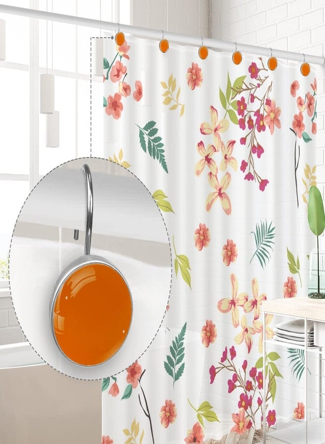 C.IOPMNU 12pcs Orange Shower Curtain Hooks,Decoration Shower Curtain Rings Roller, Stainless Steel Round Shower Rings Hangers for Bathroom Curtains Rods - Image 5
