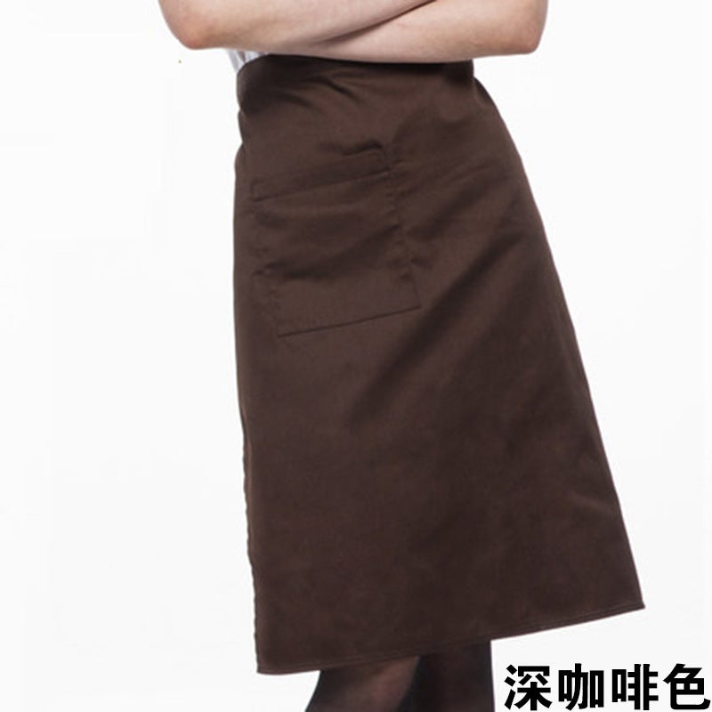 Chef Apron Mens Half-length Hotel Restaurant Restaurant Kitchen Kitchen Special White Waterproof Oil-proof Neck Neck Womens Neck Brown thick cotton half 