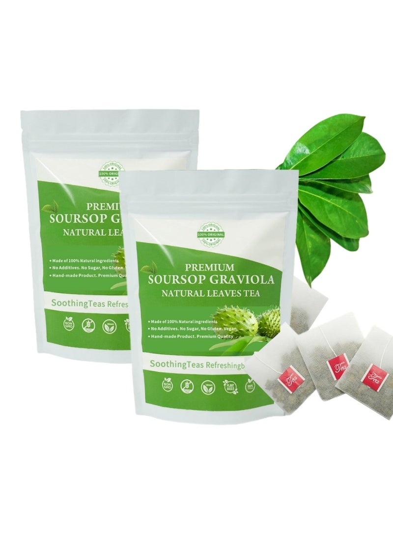 Premium 2-PACKS 100% Pure Soursop Graviola Leaves tea,Annona muricata - Guanabana - Premium Quality 100% Pure Leaf ,1.5g*20 tea bags*2 - Image 1