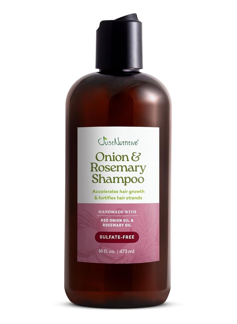 Just Nutritive Just Nutritive Onion & Rosemary Shampoo for Hair Growth, Hair Loss, Oil Control, Thickening and Strengthening, Sulfate-Free, Enriched with Red Onion Oil, Rosemary Oil, Tea Tree - 16 oz  - Image 1