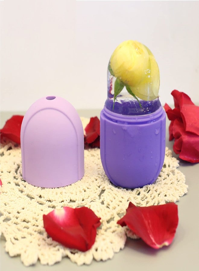 ايذلاند أسطوانة ثلج للوجه، أسطوانة ثلج بنفسجية للوجه والعناية بالبشرة حول العينين والرقبة، عصا ثلج سيليكونية، أداة ثلج للوجه، تخفيف انتفاخ العينين وإزالة الخطوط الدقيقة وتقليل حب الشباب - Image 3