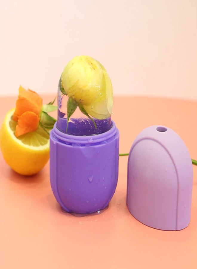 ايذلاند أسطوانة ثلج للوجه، أسطوانة ثلج بنفسجية للوجه والعناية بالبشرة حول العينين والرقبة، عصا ثلج سيليكونية، أداة ثلج للوجه، تخفيف انتفاخ العينين وإزالة الخطوط الدقيقة وتقليل حب الشباب - Image 4