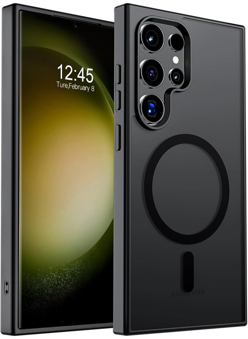 Magnetic for Samsung Galaxy S23 Ultra Case Matte Black, S23 Ultra Phone Case Compatible with MagSafe Frosted Translucent Shockproof Anti-Scratch Slim Fit Case Military Grade Protection (Matte Black) - Image 1