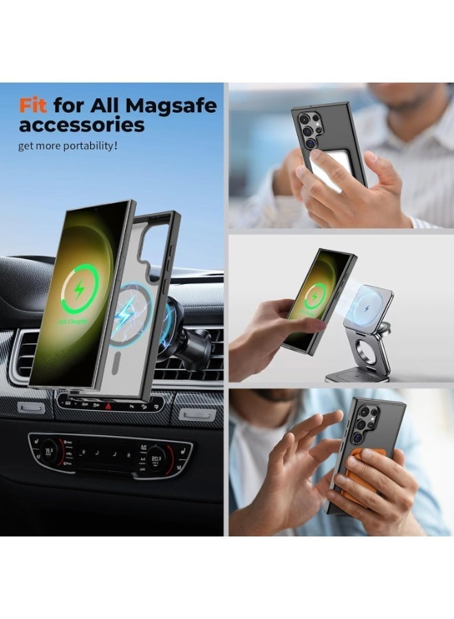 Magnetic for Samsung Galaxy S23 Ultra Case Matte Black, S23 Ultra Phone Case Compatible with MagSafe Frosted Translucent Shockproof Anti-Scratch Slim Fit Case Military Grade Protection (Matte Black) - Image 3