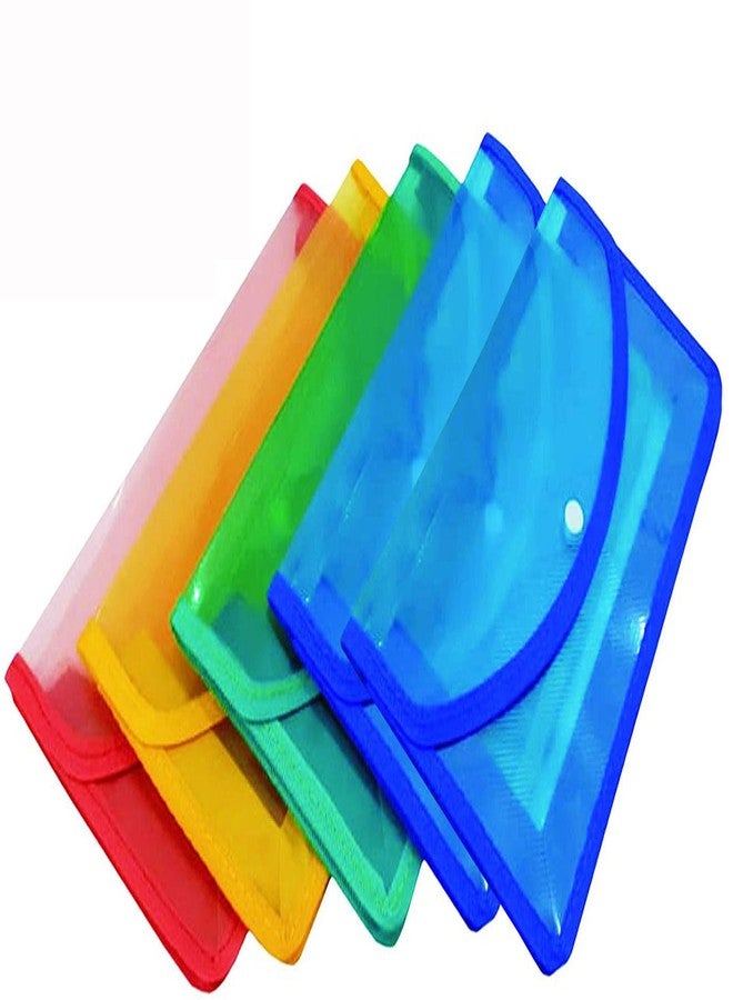GreatDio Plastic Flexi Button Bag Cheque Book Holder/Document Holder/Passbook Holder, Multicolor (Set of 5) - Image 1