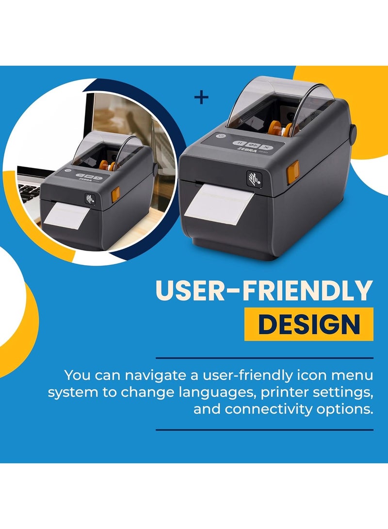 Zebra ZD411 (Zebra ZD410 Replacement) Direct Thermal | 203 DPI  USB, USB Host, Modular Connectivity Slot, BTLE5, EZPL | 2 in Width | Includes Software - Image 2