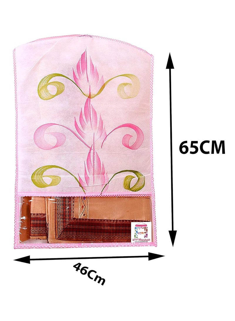 Atorakushon Fabric Printed Hanging Saree Cover Wardrobe Organizer Pack of 12 - Image 3