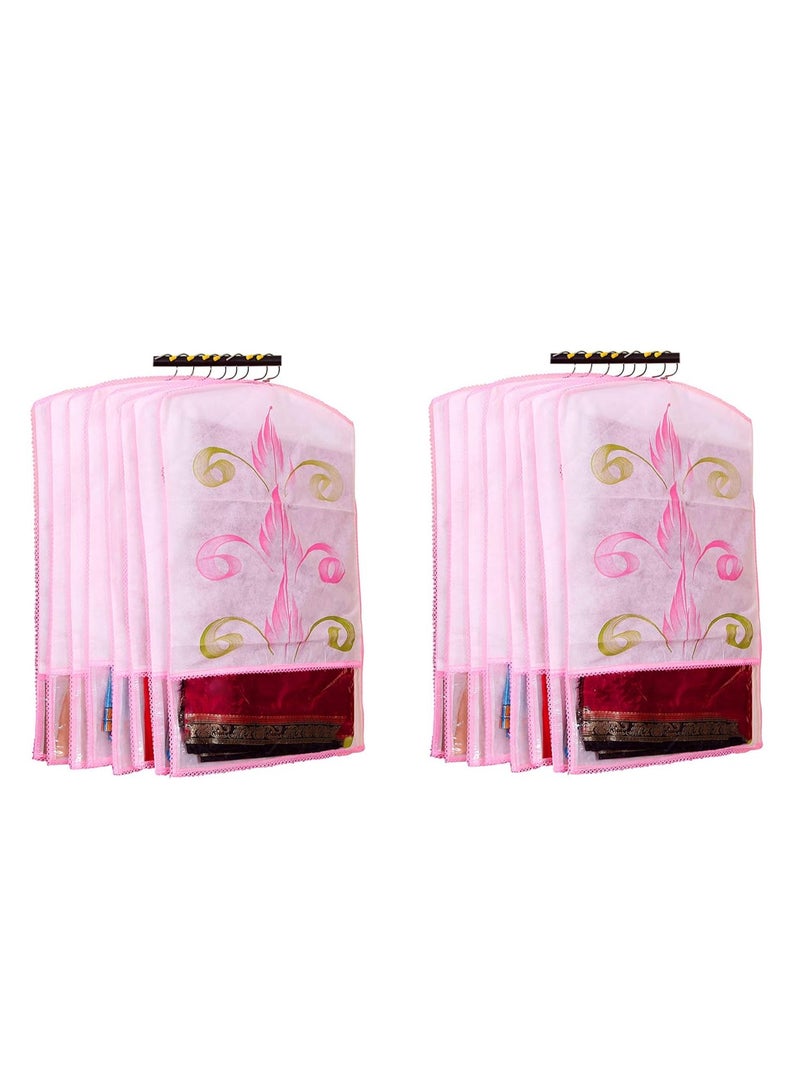 Atorakushon Fabric Printed Hanging Saree Cover Wardrobe Organizer Pack of 12 - Image 1