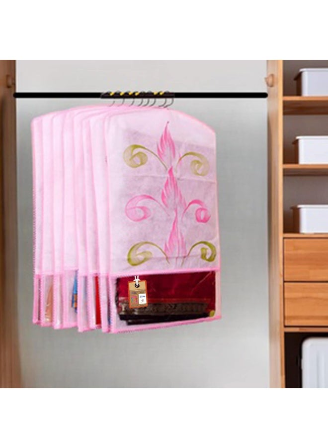 Atorakushon Fabric Printed Hanging Saree Cover Wardrobe Organizer Pack of 12 - Image 4