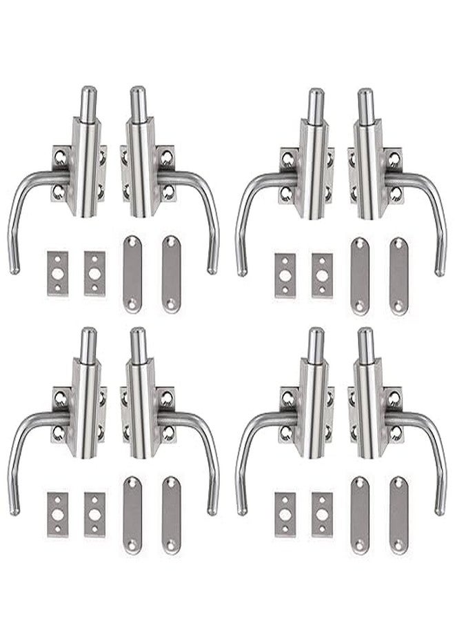 BOSCO Heavy-Duty Automatic Cam Tower Bolt - Fully Brass Construction with S.S. Finish, Self-Locking Latch for Doors, Cabinets, Cupboards & Boxes - Pack of 8 Pieces (4 Pairs), Silver - Image 1
