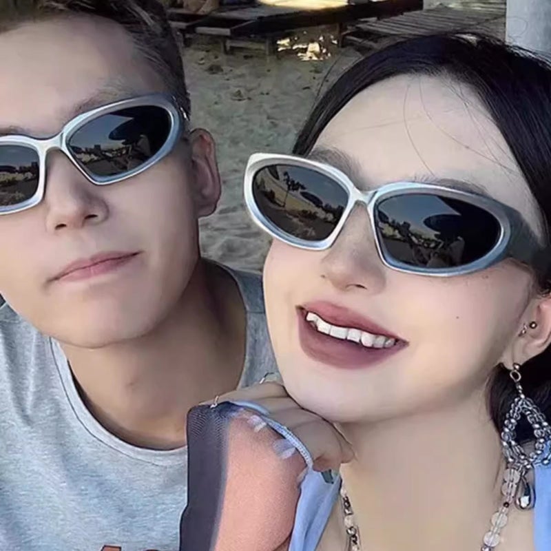 Cyberpunk Y2K Sunglasses Unisex Silver Cycling Shades silver frame gray sheet