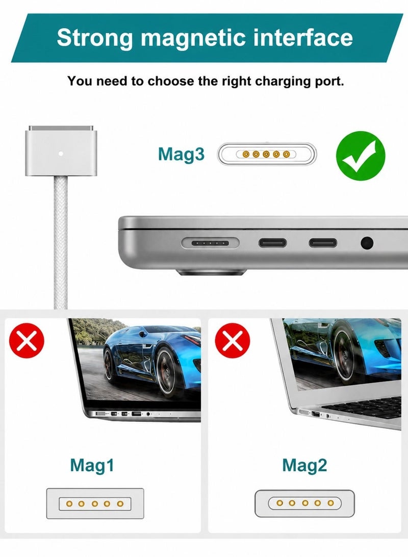 ARNOTEC شاحن ماك بوك برو 140 واط كابل USB-C إلى Magsafe 3 مع مؤشر LED شاحن فائق السرعة محول طاقة لماك بوك برو 14 بوصة 16 بوصة 2021 2023 M1 M2، ماك بوك إير 13 بوصة 15 بوصة M2 M3 2023 2024 أجهزة أخرى قابلة للتطبيق - Image 4