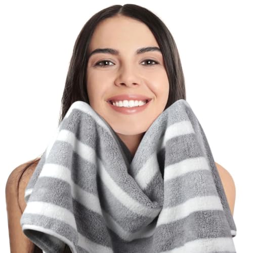 KinHwa Microfiber Hand Towels for Bathroom Soft and Absorbent Face Towels Grey Bathroom Hand Towels for SPA Hair Bath 16inchx30inch 2 Pack - Image 3