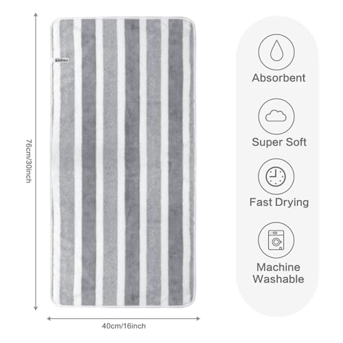 KinHwa Microfiber Hand Towels for Bathroom Soft and Absorbent Face Towels Grey Bathroom Hand Towels for SPA Hair Bath 16inchx30inch 2 Pack - Image 2