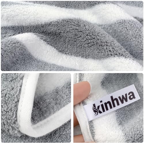 KinHwa Microfiber Hand Towels for Bathroom Soft and Absorbent Face Towels Grey Bathroom Hand Towels for SPA Hair Bath 16inchx30inch 2 Pack - Image 4