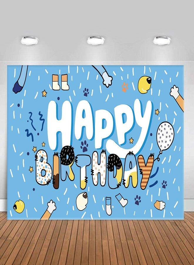 Ou Rui 5x3ft Dog Birthday Party Background Decoration Dog Theme Party Photography Backdrop Blue and Pink Birthday Banner Photo Booth Decoration (Blue) - Image 1
