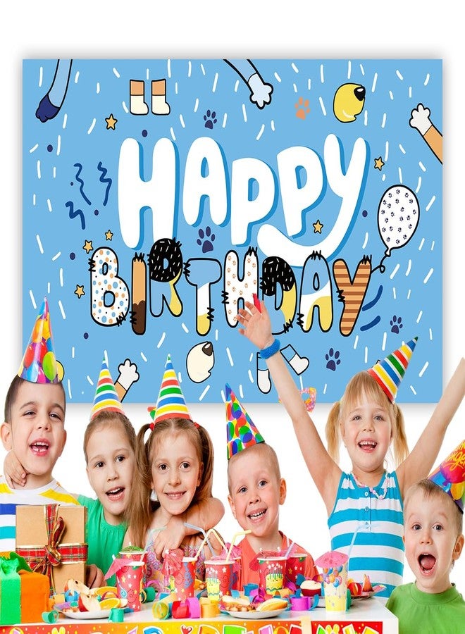 Ou Rui 5x3ft Dog Birthday Party Background Decoration Dog Theme Party Photography Backdrop Blue and Pink Birthday Banner Photo Booth Decoration (Blue) - Image 4