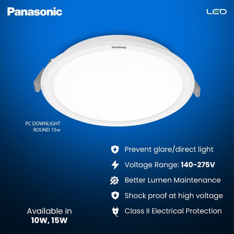 Panasonic 15 Watt LED PC Downlighter, Round False Ceiling Downlight for Home, Office with Cutout 150mm, Cool White Ceiling Downlight (PDLM01157R3) - Image 4