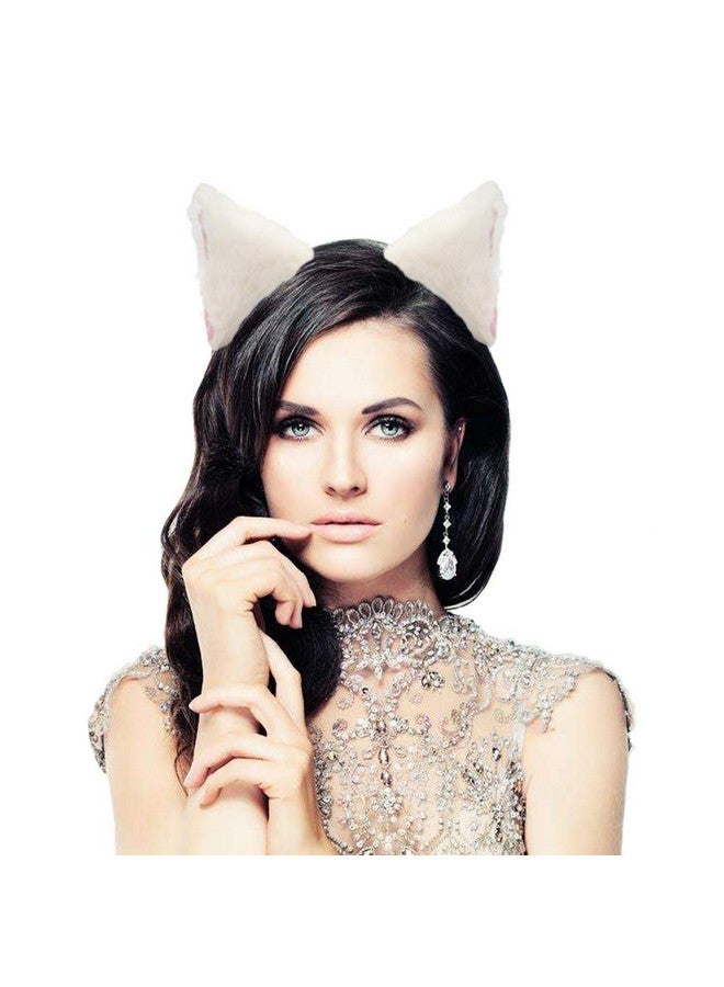 CBLUO Cat Ears Hair Clips Halloween Kitty Fox Ears Barrettes Women Furry Kitten Headpiece Hair Pins Cat Hairpin Headband Christmas Party Decoration Cosplay Costume Cute Hair Accessories Black With White - Image 2