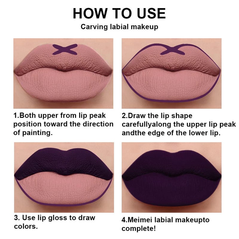 Amy's Diary 2Pcs Dark Purple Lip Liner and Lipstick Matte Makeup Set, Darkest Eggplant Plum 24H With Liner Set, Matt Liquid Long Lasting Mate Dark Berry (#20) - Image 5