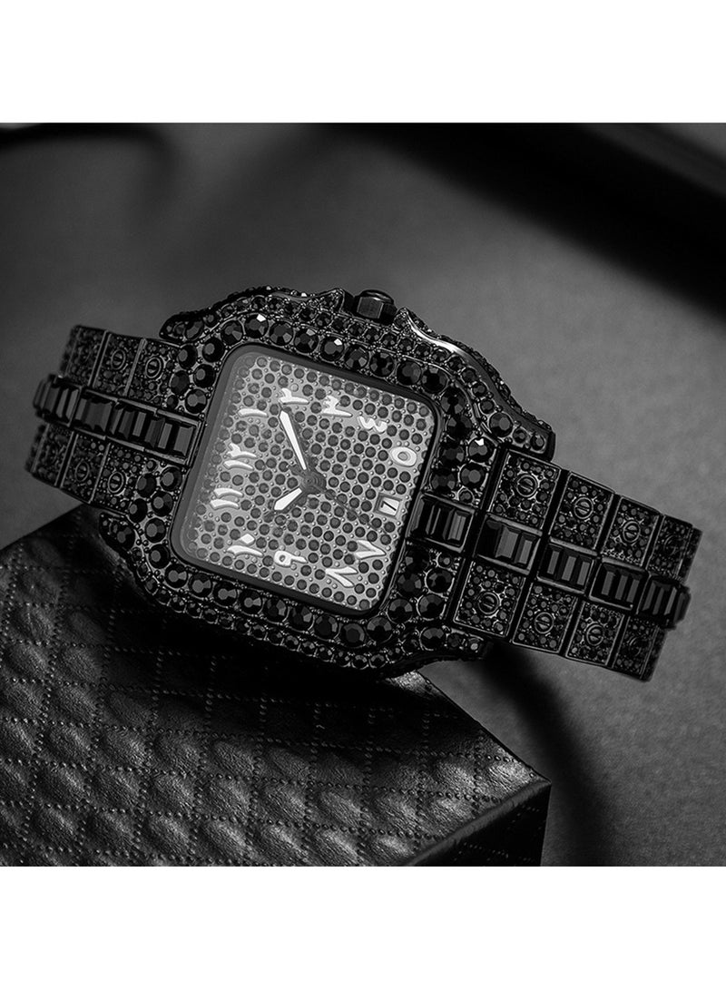 MISS FOX Men's Full Diamond Luxury Watch High-End Elegant Waterproof Luminous Shining Exquisite Timepiece - Image 2