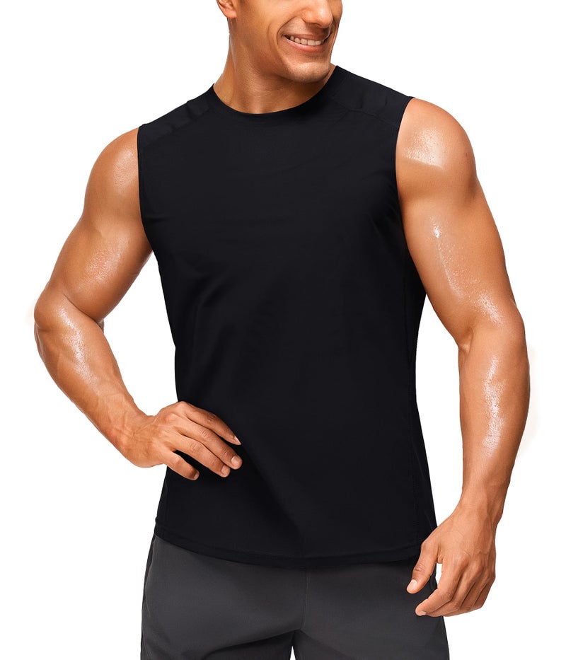 Junlan Sauna Shirt for Men - Waist Trainer Sweat Vest Gym Top for Gym Workout(Black,Large) - Image 4