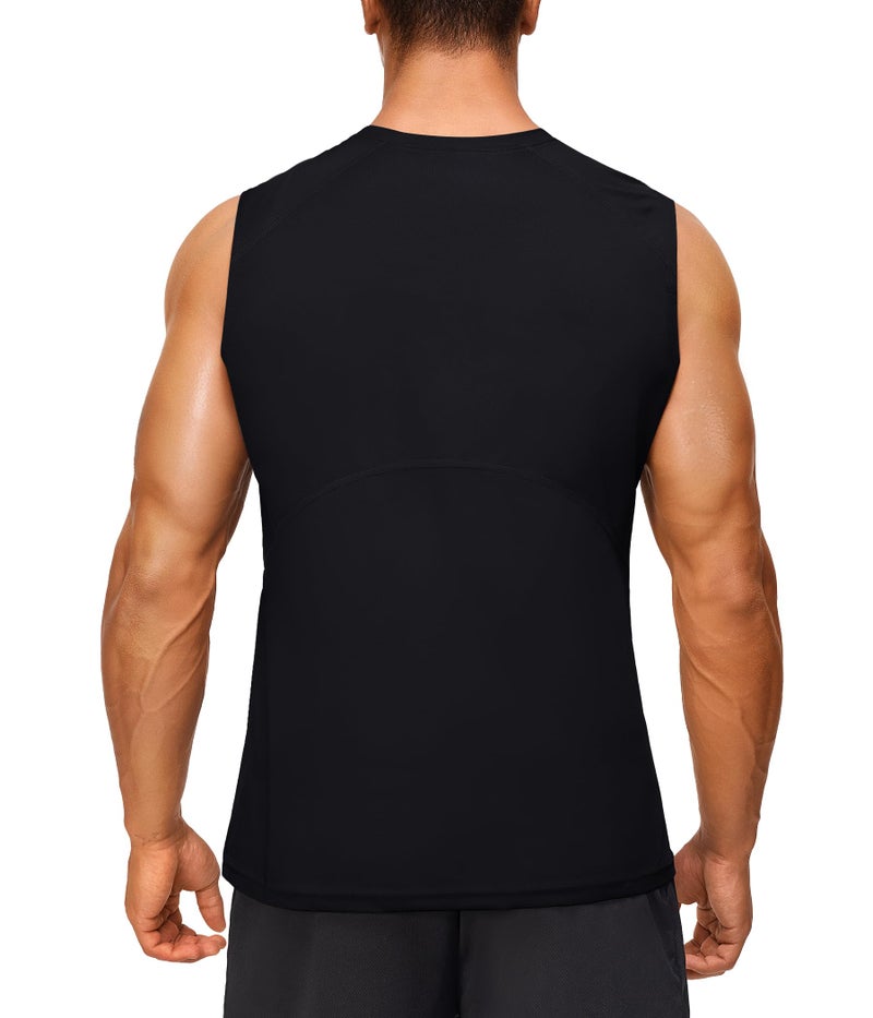 Junlan Sauna Shirt for Men - Waist Trainer Sweat Vest Gym Top for Gym Workout(Black,Large) - Image 5