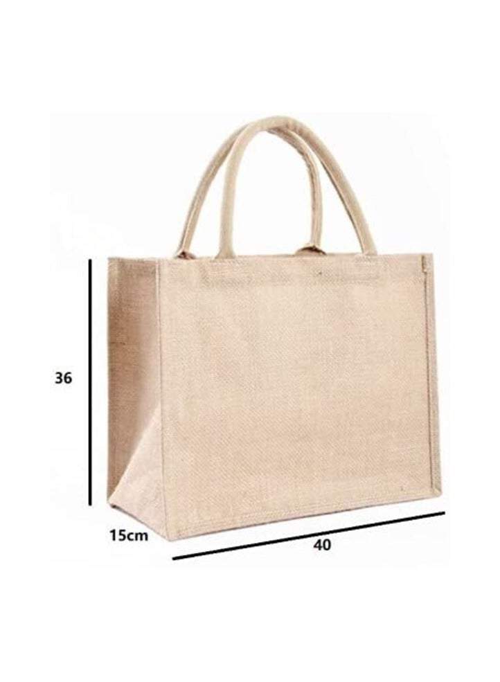 Red Dot Gift Red Dot Gift Linen Pu Coating Reusable Jute Shopping Bag Beach Blonde Handbags Canvas Tote Bags For Women Grocery Bag Large (1, H30*L40*W15cm)  - Image 3