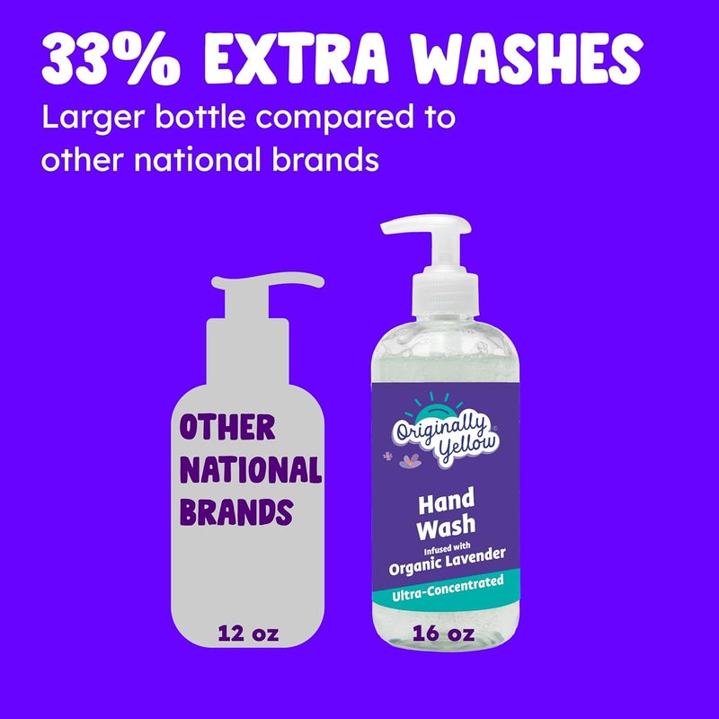 Originally Yellow Organic Lavender Infused Hand Wash All Natural Liquid Hand Soap Dispenser, Baby Safe and Pet Safe Plant Based Organic Soap 470ML 2 PACK - Image 4