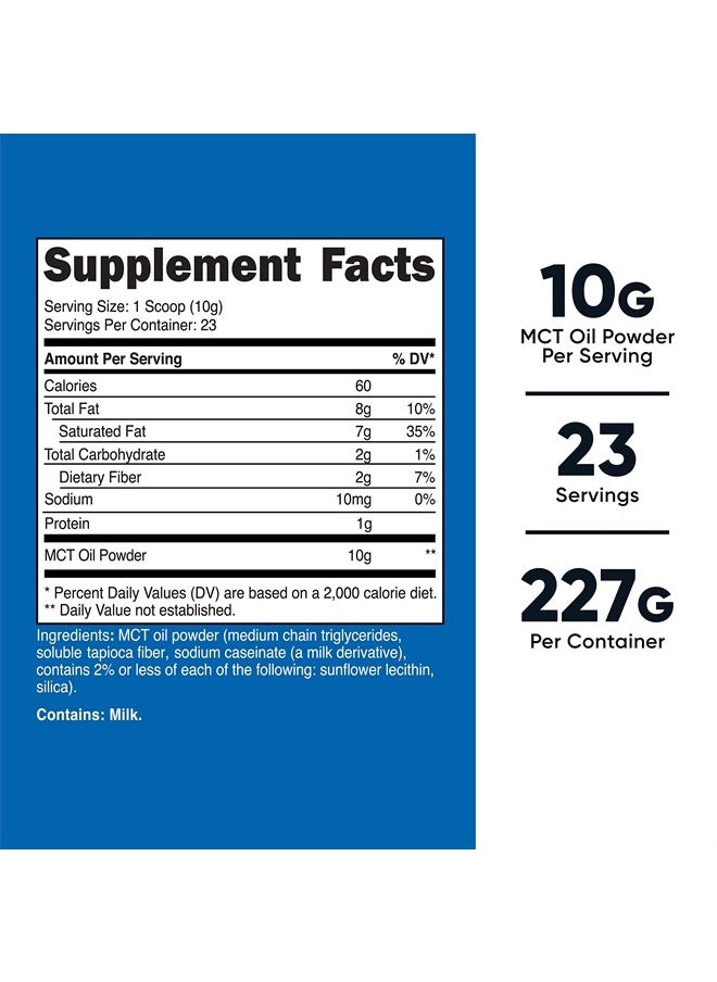 Premium MCT Oil Powder .5LBS - Best For Keto, Ketosis, and Ketogenic Diets - Zero Net Carbs, Non-GMO and Gluten Free