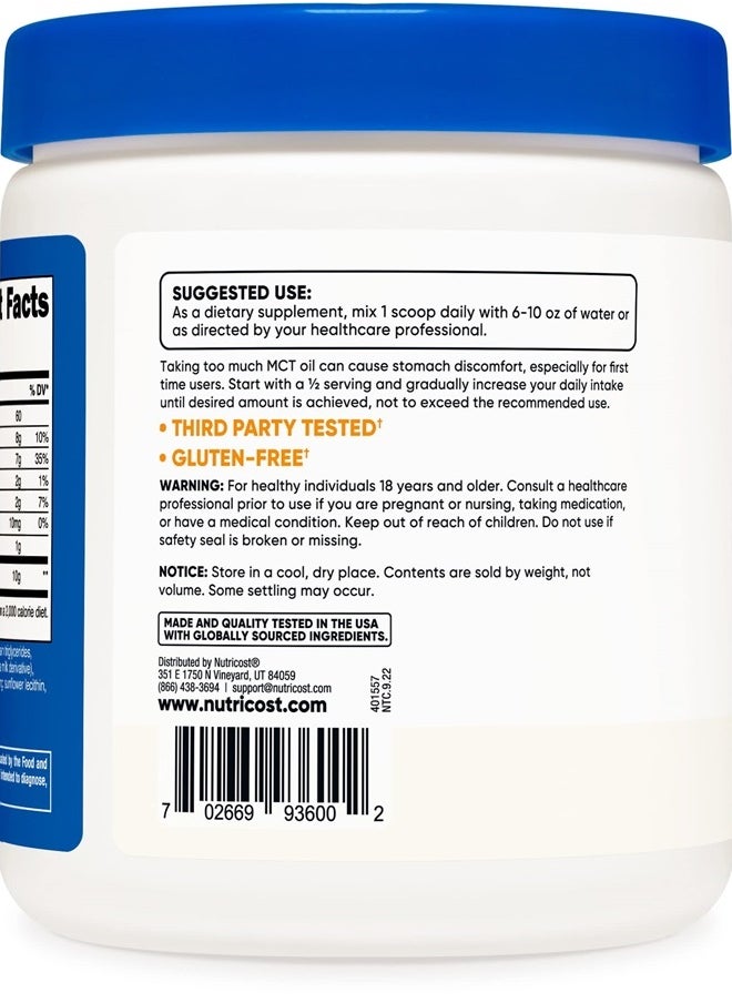 Premium MCT Oil Powder .5LBS - Best For Keto, Ketosis, and Ketogenic Diets - Zero Net Carbs, Non-GMO and Gluten Free