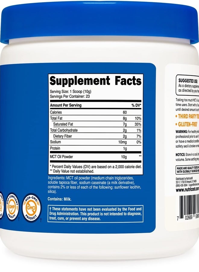 Premium MCT Oil Powder .5LBS - Best For Keto, Ketosis, and Ketogenic Diets - Zero Net Carbs, Non-GMO and Gluten Free