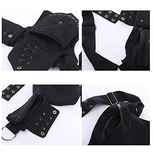 Larswon Renaissance Bag Leg Pouch for Women Renaissance Belt Festival Hip Thigh Pack for Women Bag Black - Image 3