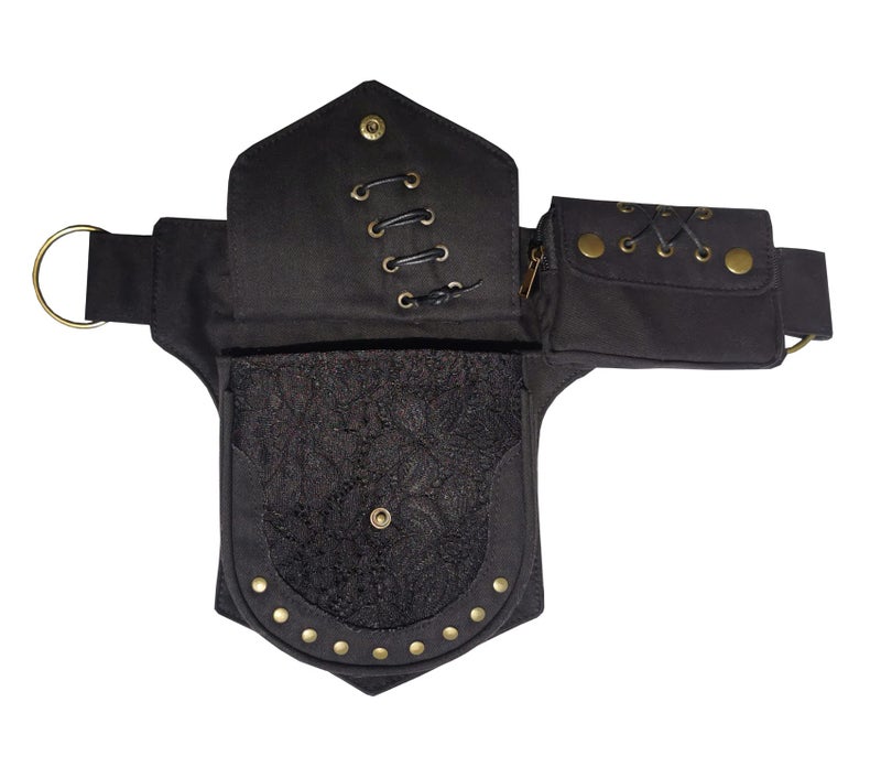Larswon Renaissance Bag Leg Pouch for Women Renaissance Belt Festival Hip Thigh Pack for Women Bag Black - Image 5