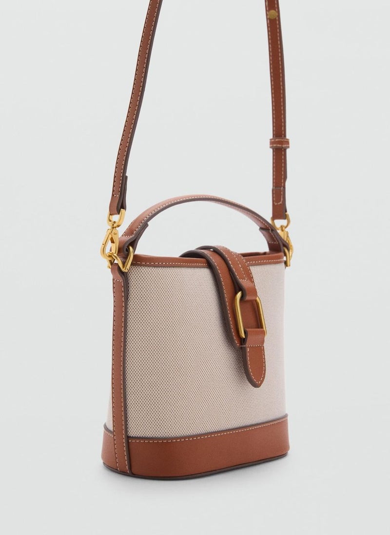 MANGO Contrasting Canvas Bucket Bag  - Image 2