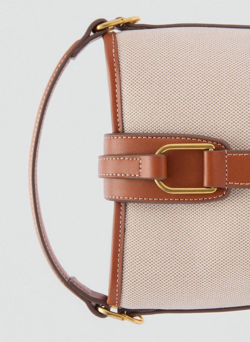 MANGO Contrasting Canvas Bucket Bag  - Image 5