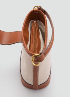 MANGO Contrasting Canvas Bucket Bag  - Image 4