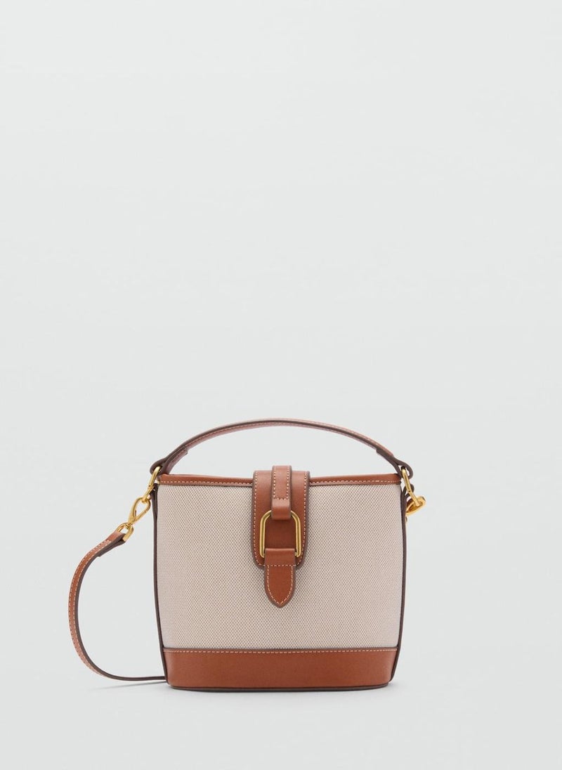 MANGO Contrasting Canvas Bucket Bag  - Image 1