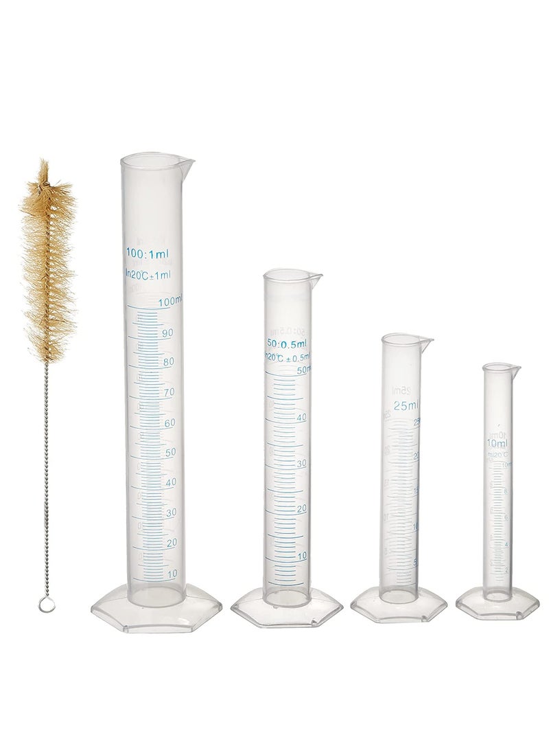 SPYLX SPYLX Plastic Measuring Cylinder Combo with Cleaning Brush 10 25 50100 ML  - Image 2