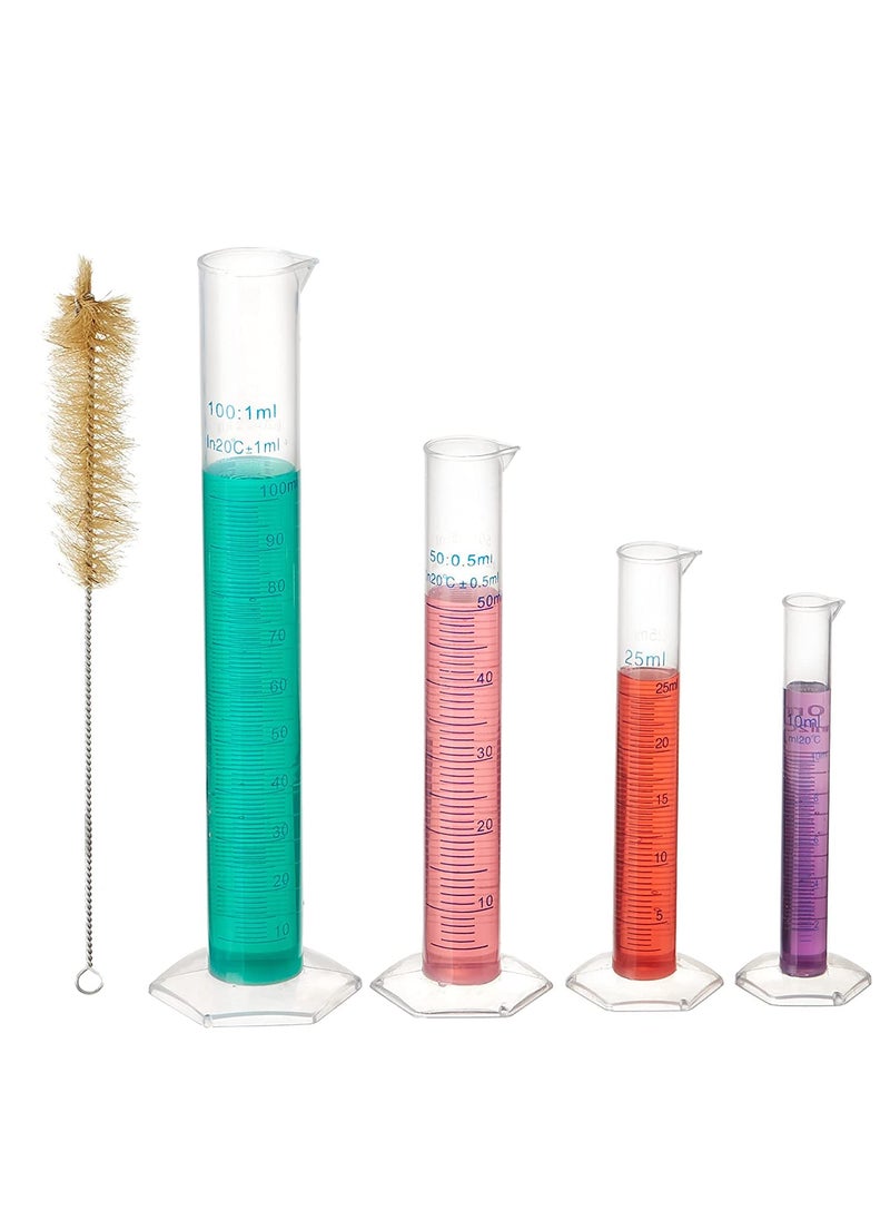 SPYLX SPYLX Plastic Measuring Cylinder Combo with Cleaning Brush 10 25 50100 ML  - Image 1