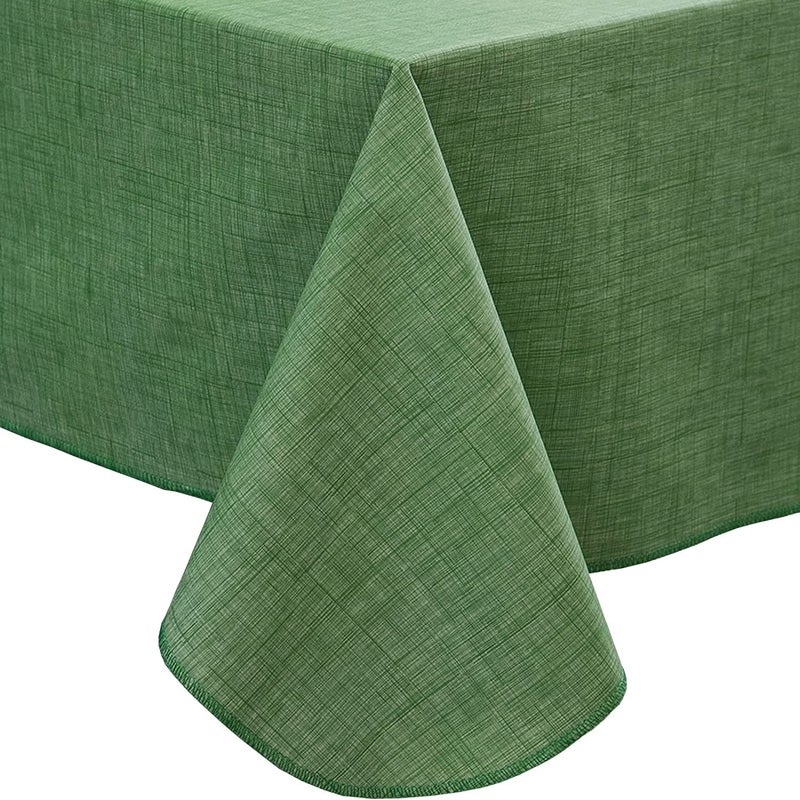 Pioggia Vinyl Tablecloth with Flannel Backing Rectangle Waterproof OilProof Plastic Table Cloth Wipeable PVC Table Cover for Indoor and Outdoor Dark Green 60 x 84 Inch