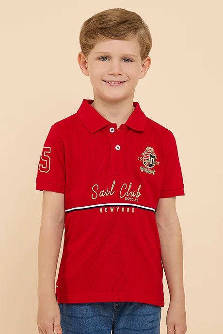 أر أند بي Embroidered Polo T-Shirt with Short Sleeves