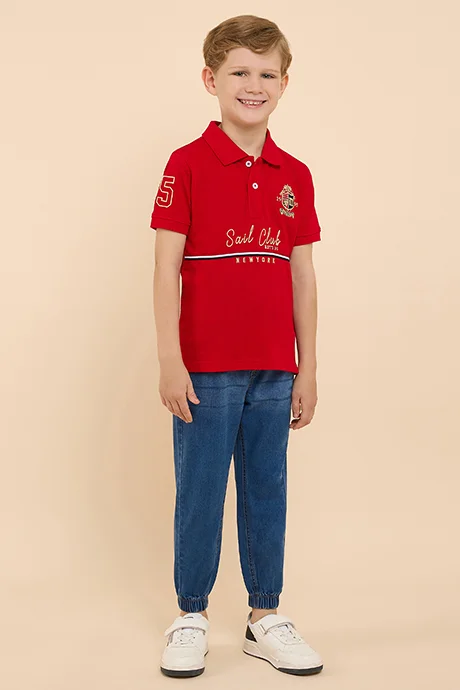 أر أند بي Embroidered Polo T-Shirt with Short Sleeves