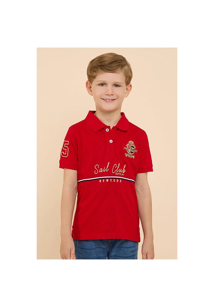 R&b Embroidered Polo T-Shirt with Short Sleeves
