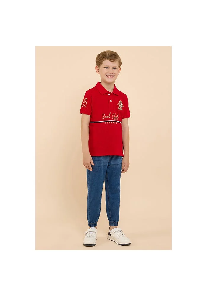 R&b Embroidered Polo T-Shirt with Short Sleeves